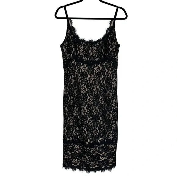 Diane Von Furstenberg Olivia Black And Nude Floral Lace - Picture 2 of 13